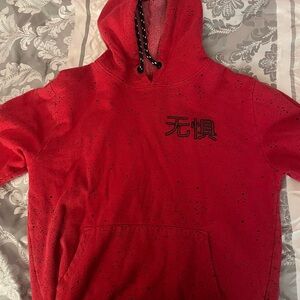 Vibrant Red Kids Hoodie with Black Details